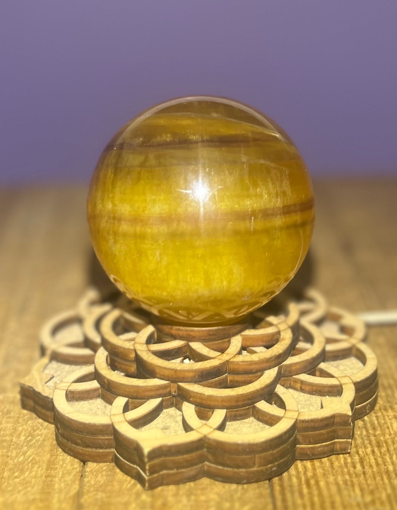 Yellow Fluorite w/Mica Sphere (lg 70.5mm)