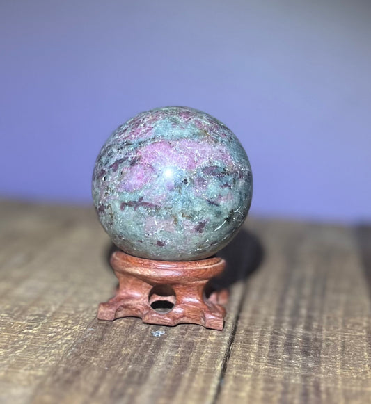 Ruby Fuchsite in Kyanite Sphere 60mm