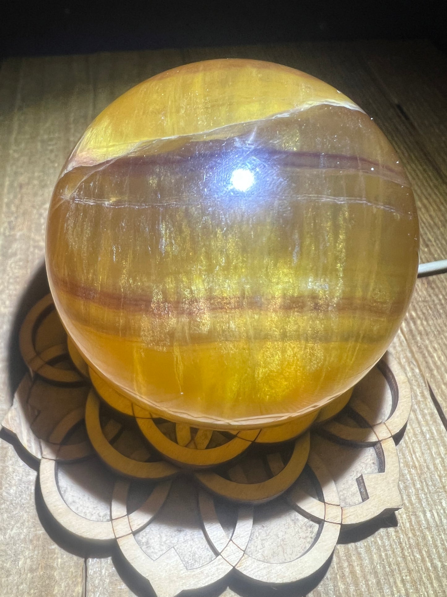 Yellow Fluorite w/Mica Sphere (lg 70.5mm)