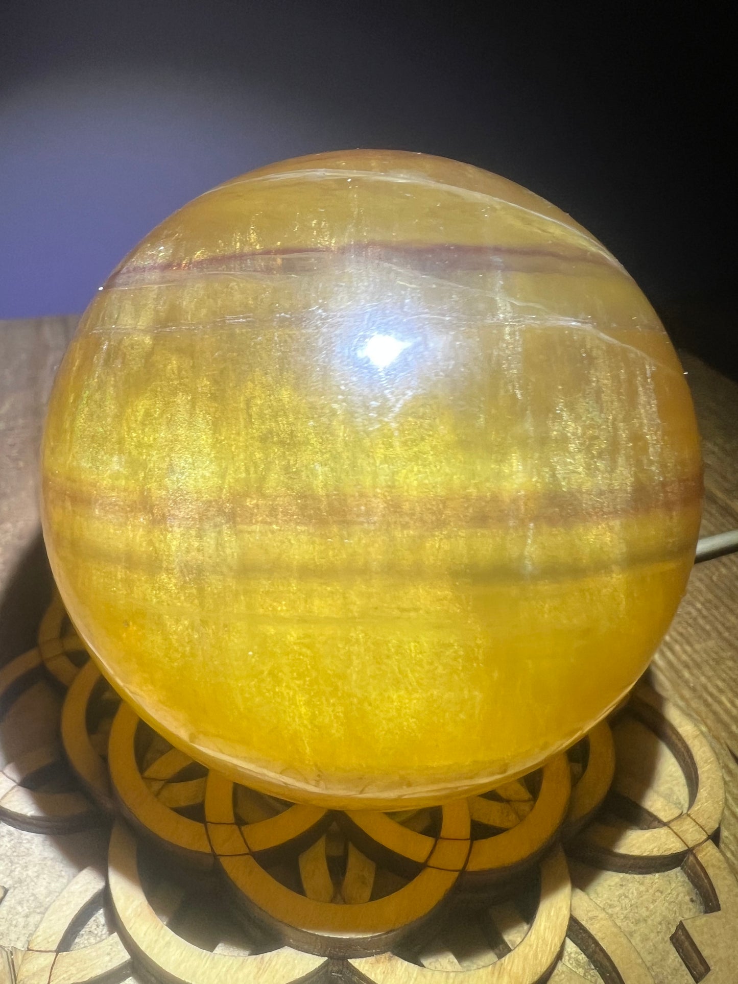 Yellow Fluorite w/Mica Sphere (lg 70.5mm)