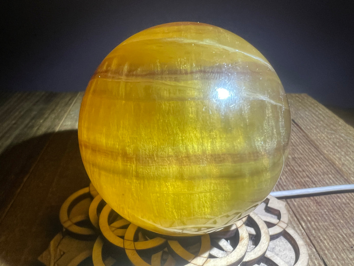 Yellow Fluorite w/Mica Sphere (lg 70.5mm)