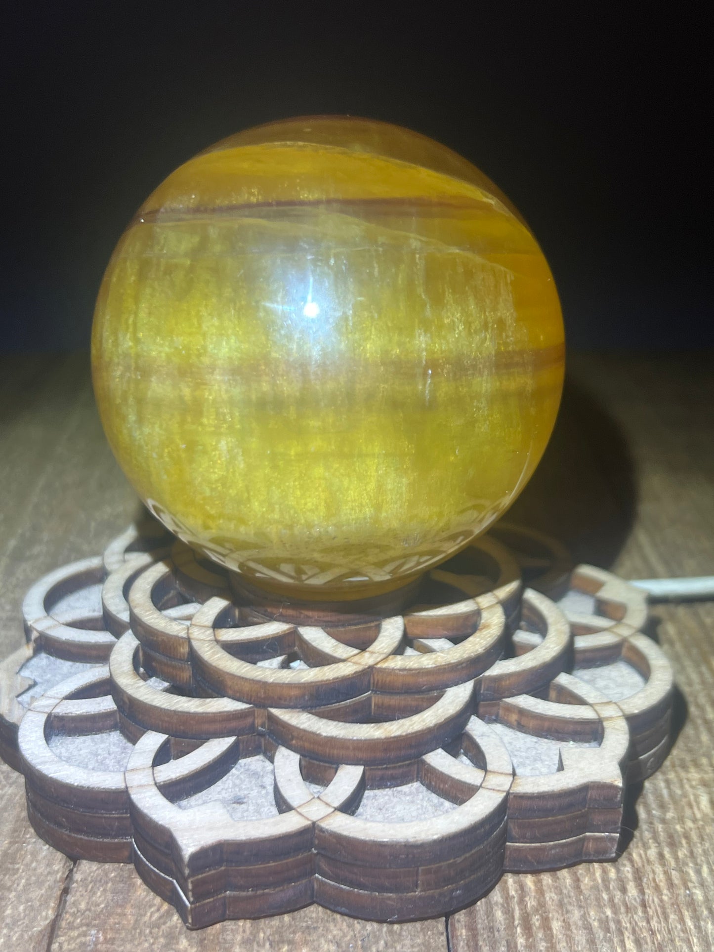 Yellow Fluorite w/Mica Sphere (lg 70.5mm)