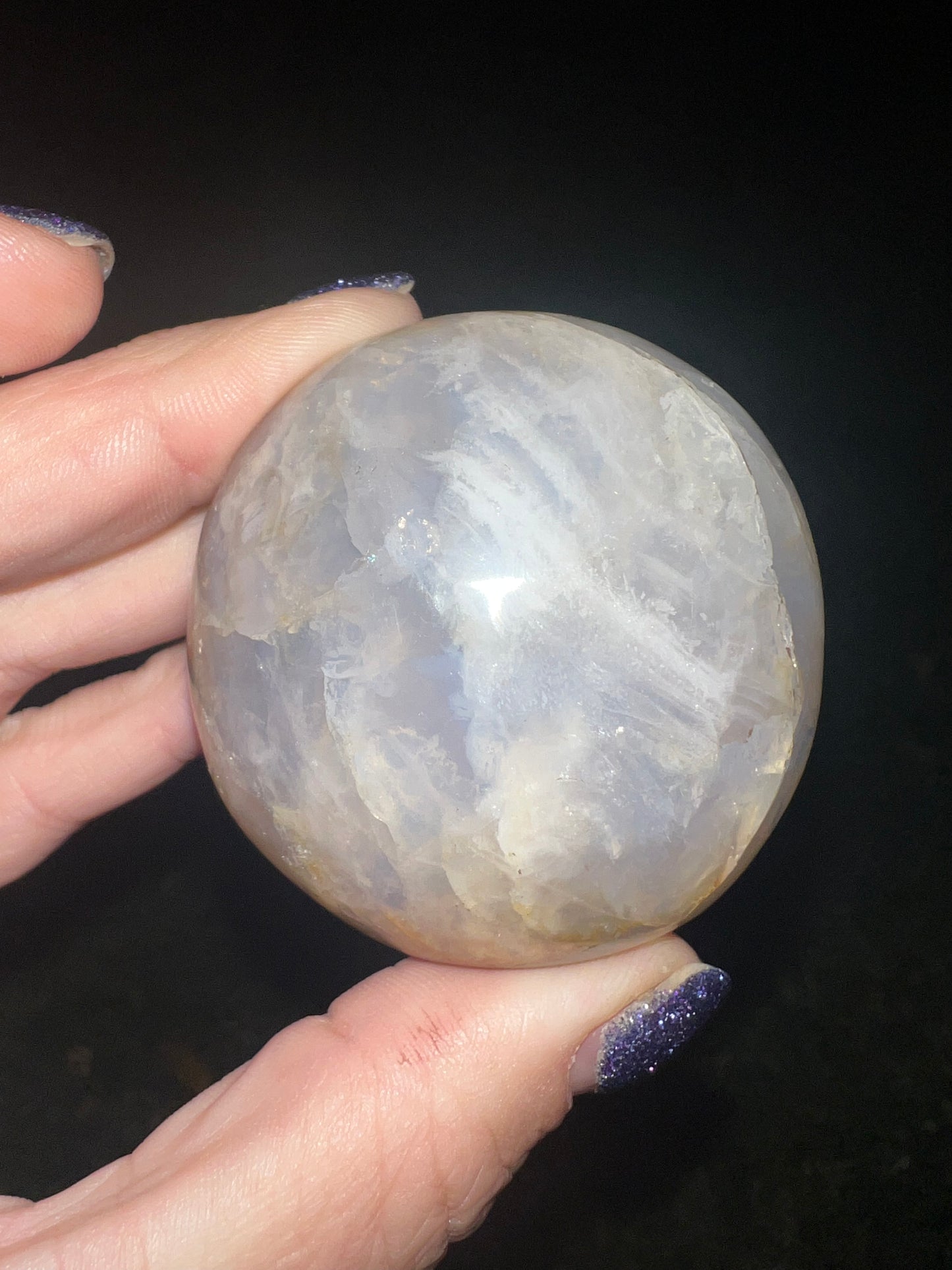 Blue Rose Quartz Palm Stone #2