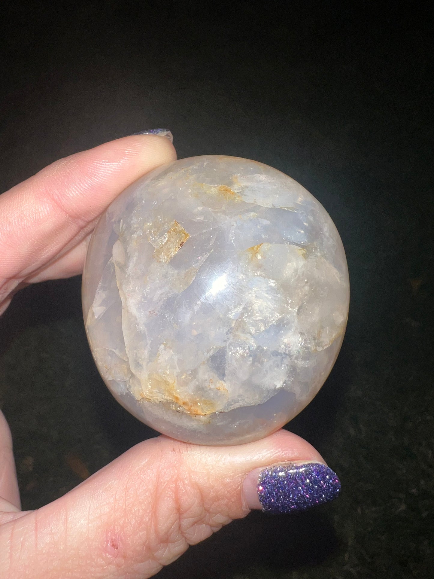 Blue Rose Quartz Palm Stone #2